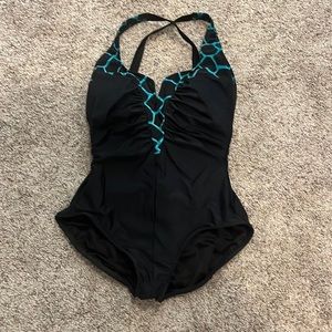 Carol Wior size 14 Black one-piece swimsuit